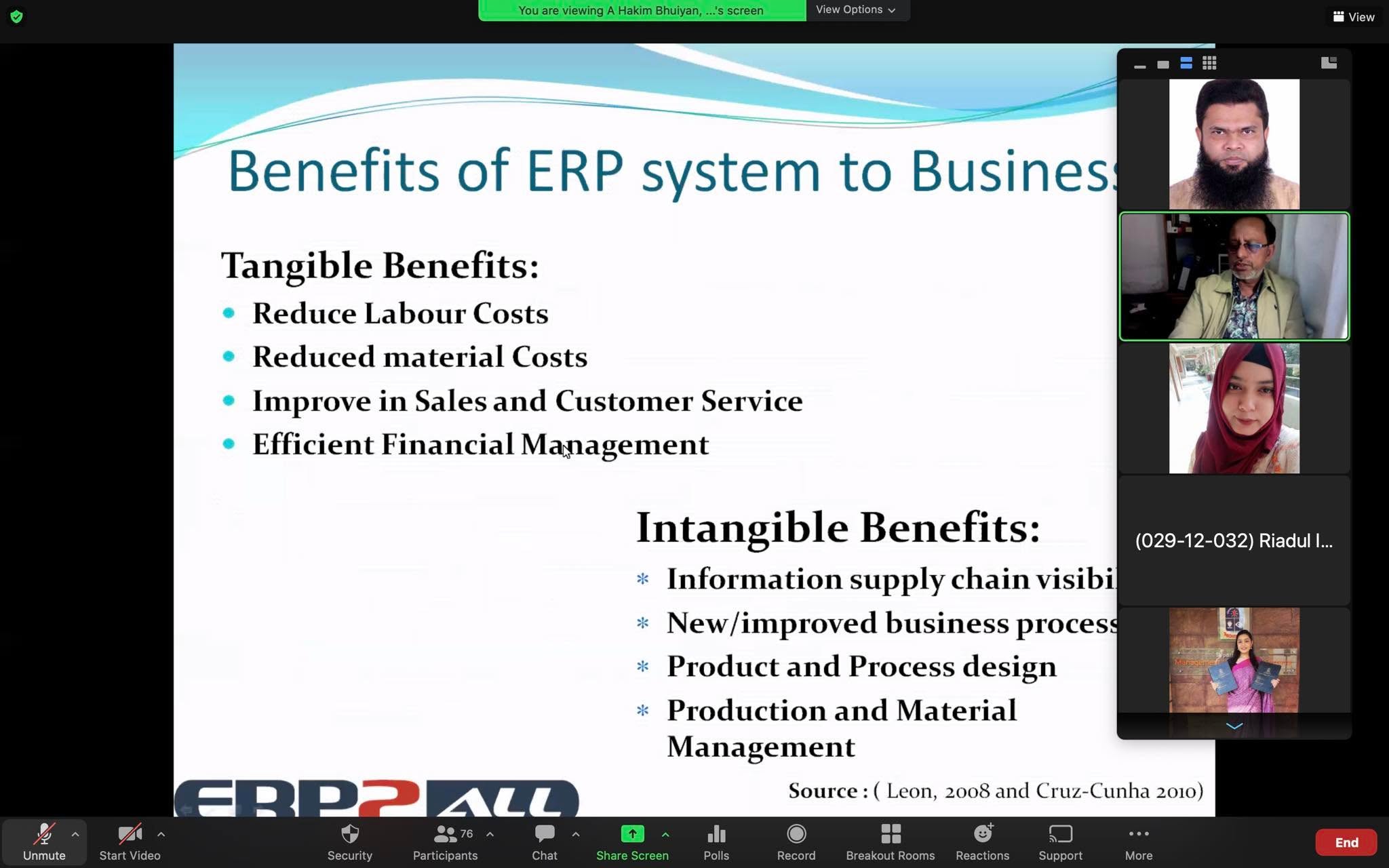 ERP Session for BBA Students at Dhaka University (MIS Department)